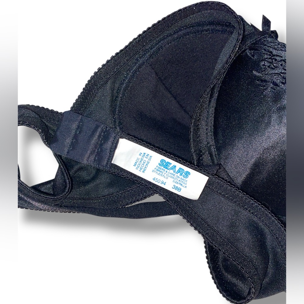 Sears Black Satin Lace Bra - Picture 4 of 6